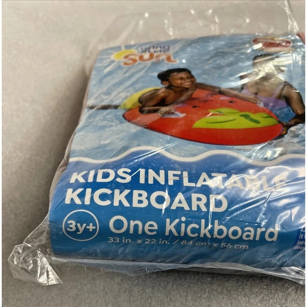 Bring on the Sun Inflatable Kick Board Kids Boogie Board with Handles Strawberry